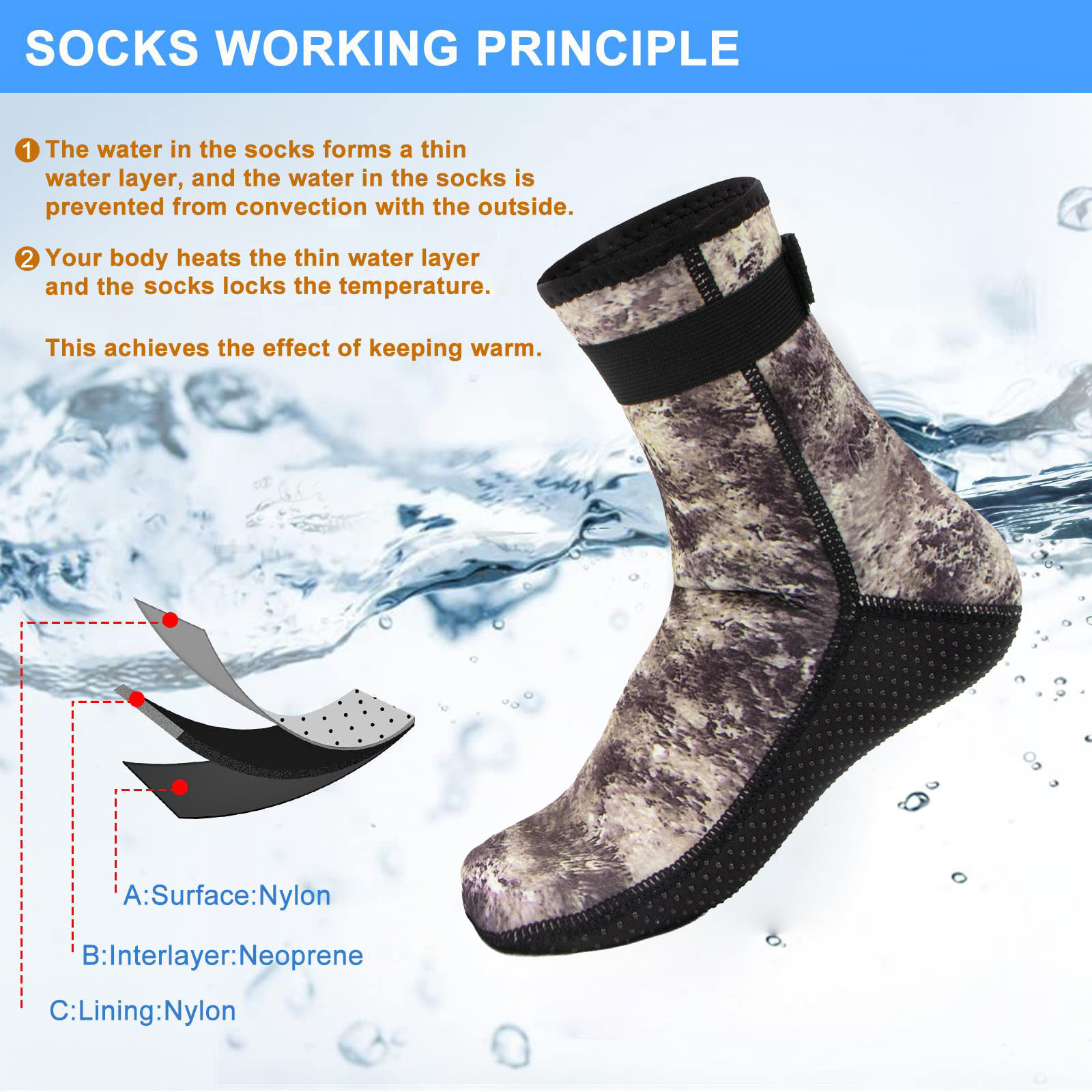 3mm Neoprene Water Socks Divin - Wetsuit 3Mm Neoprene ulasan dan harga